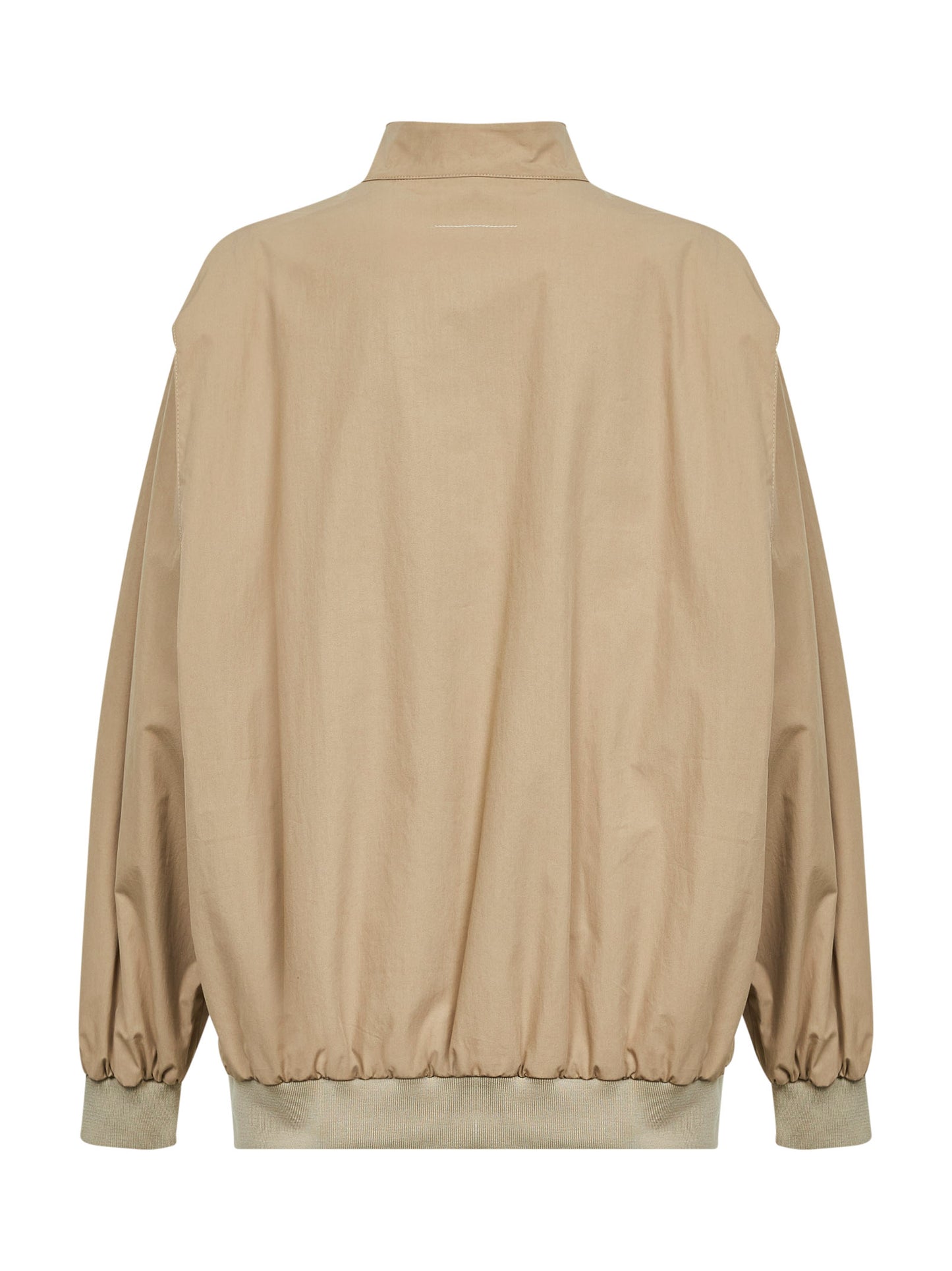 Beige cotton oversized bomber jacket