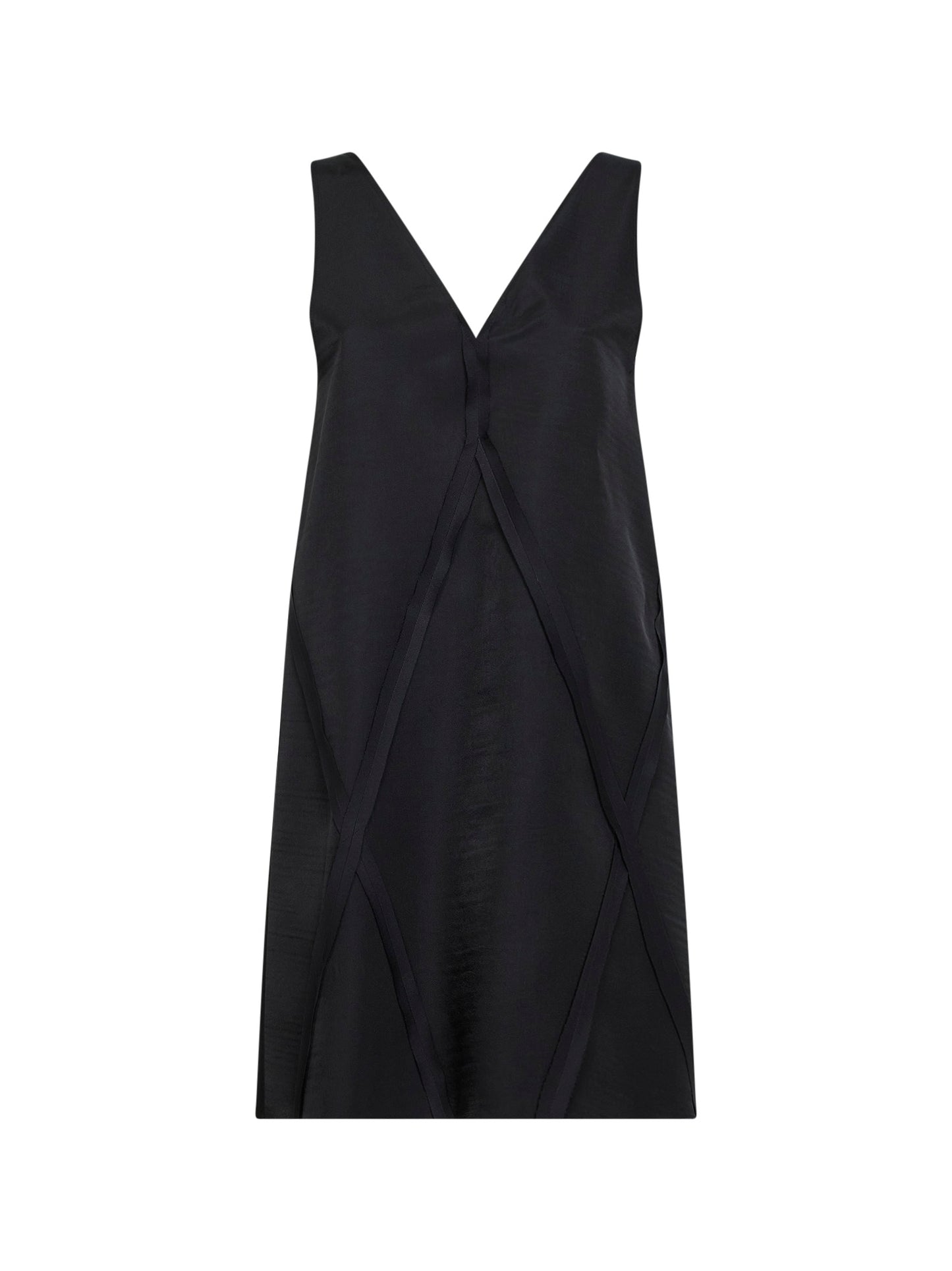 Abito midi con scollo a V in misto cupro nero