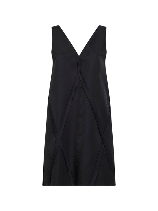 Black cupro blend V-neck midi dress