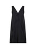 Abito midi con scollo a V in misto cupro nero