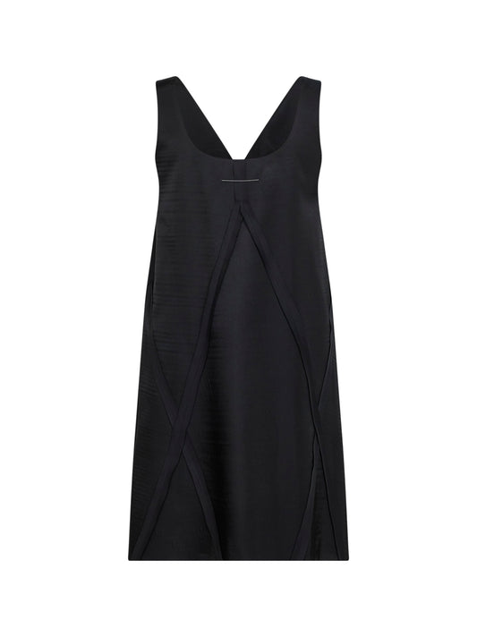 Black cupro blend V-neck midi dress