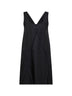 Abito midi con scollo a V in misto cupro nero