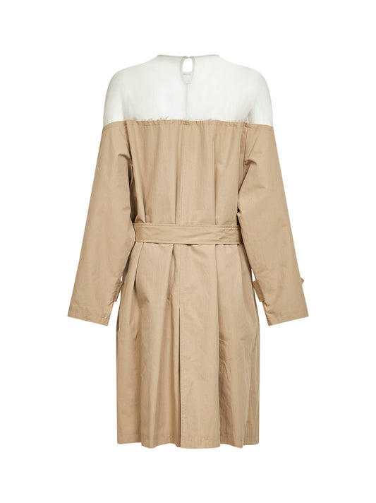 Pinky beige cotton-nylon midi trench dress
