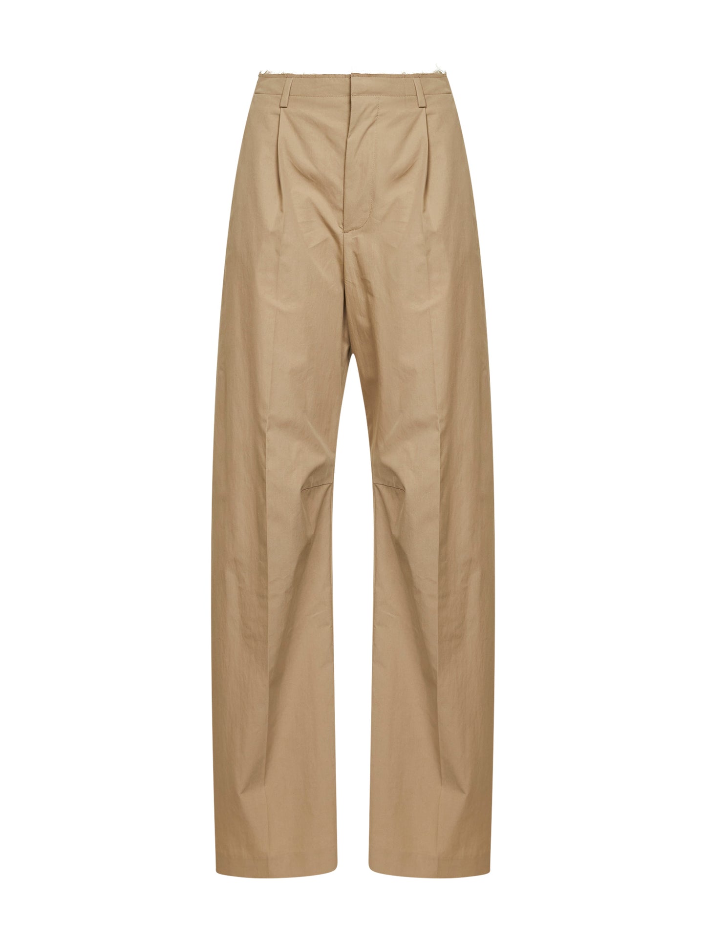 Beige cotton blend tailored trousers