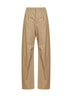 Beige cotton blend tailored trousers