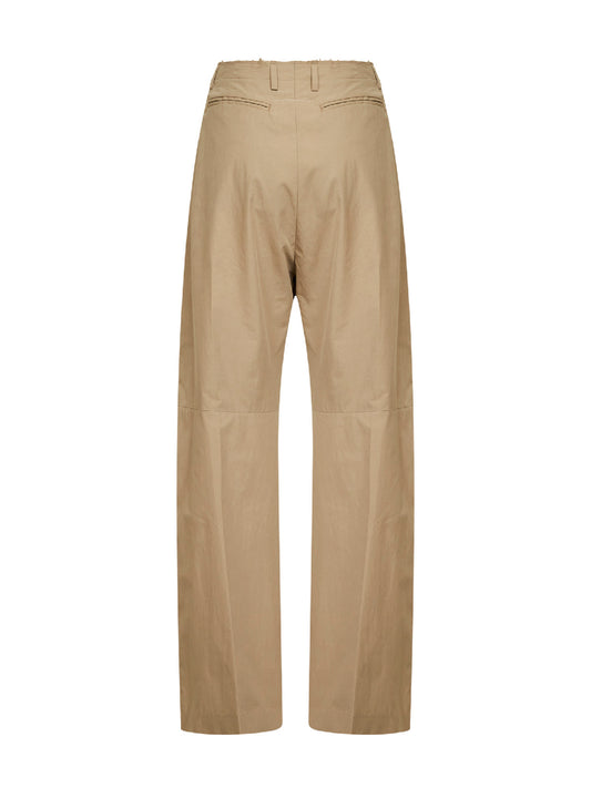 Beige cotton blend tailored trousers