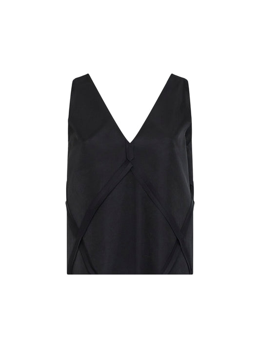 Canotta con scollo a V in misto cupro nero