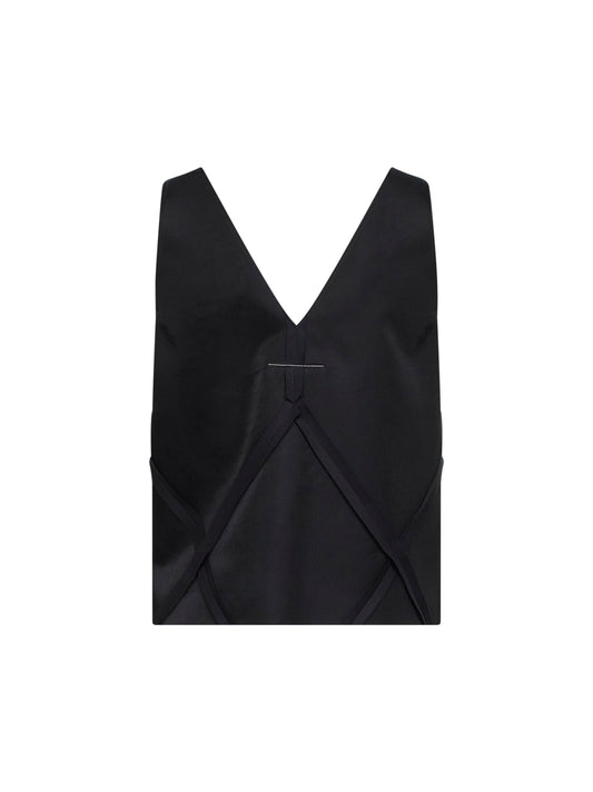 Canotta con scollo a V in misto cupro nero