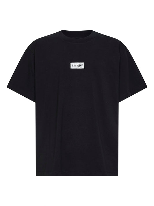 Black cotton jersey numeric T-shirt