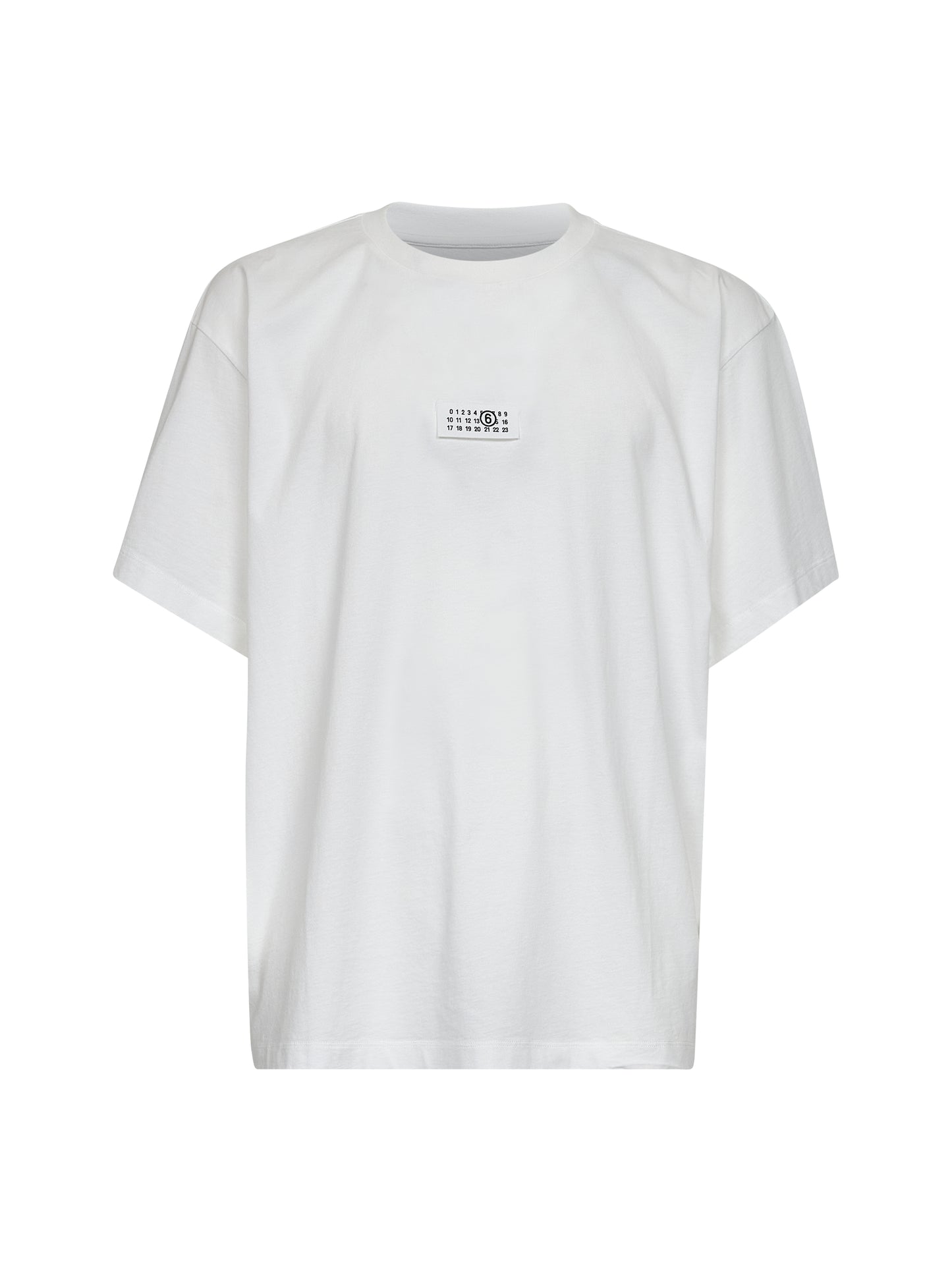 T-shirt in jersey bianco con numeric signature