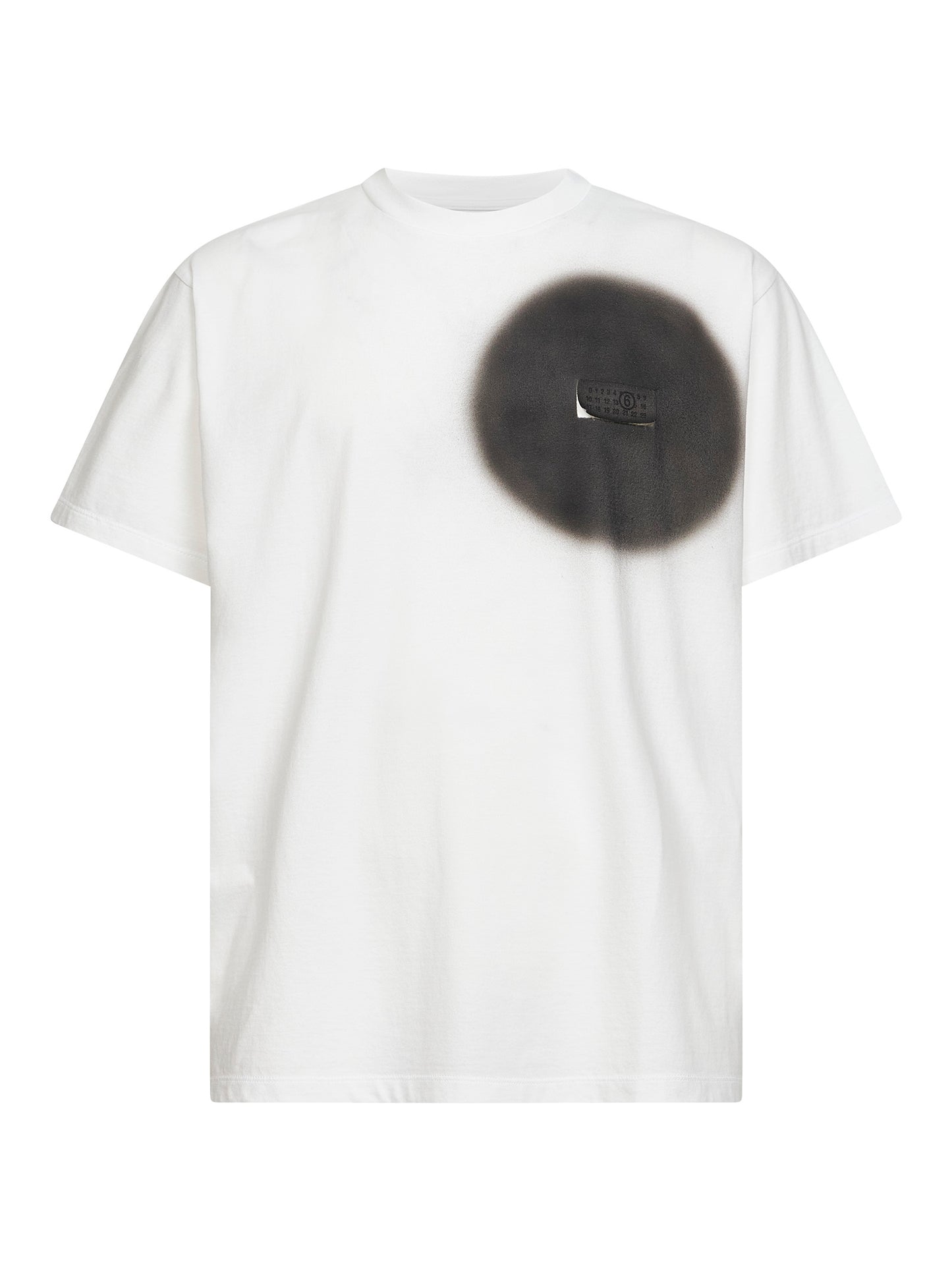 T-shirt in jersey bianco con stampa spray