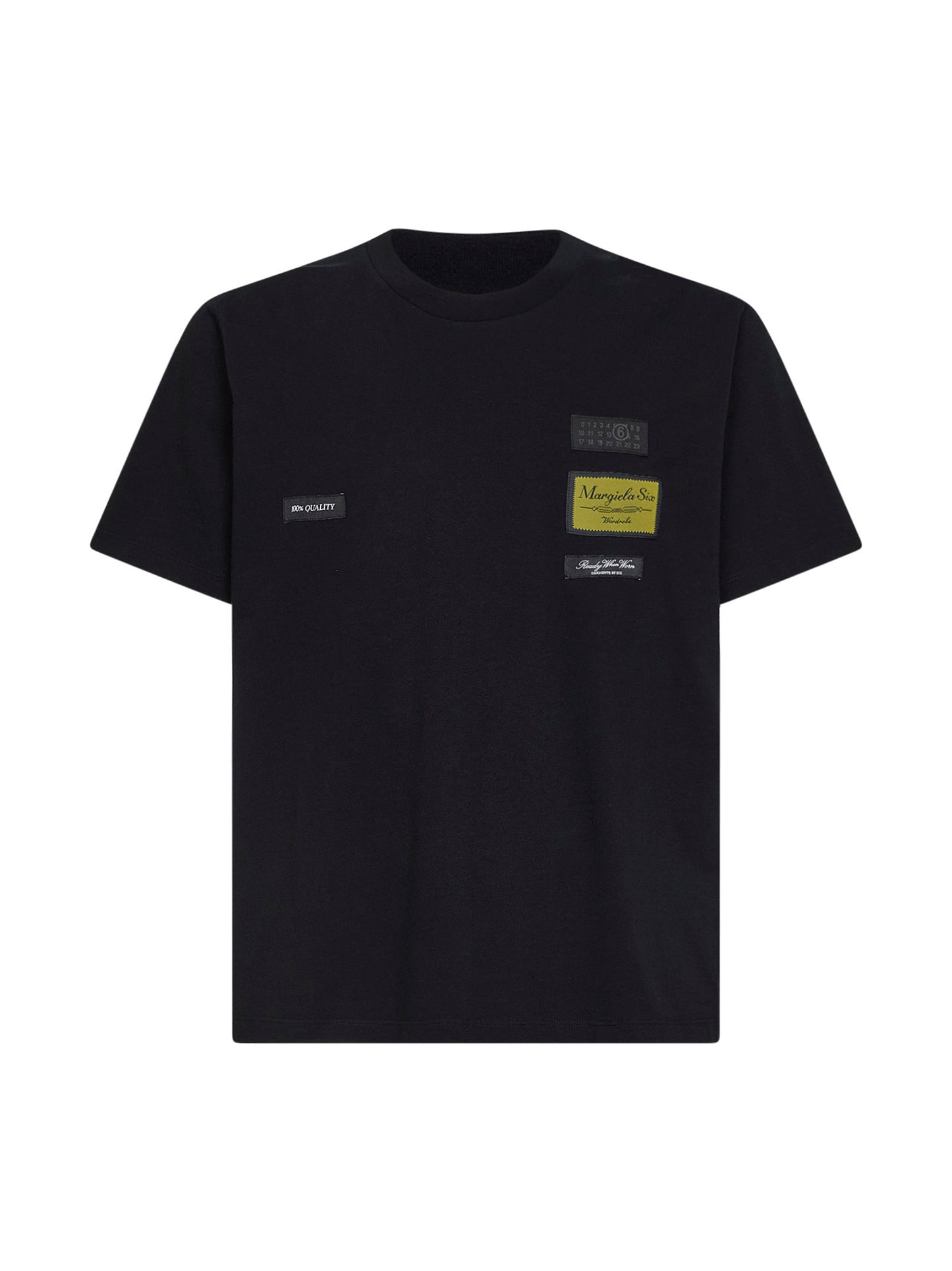 Black cotton jersey label patch T-shirt