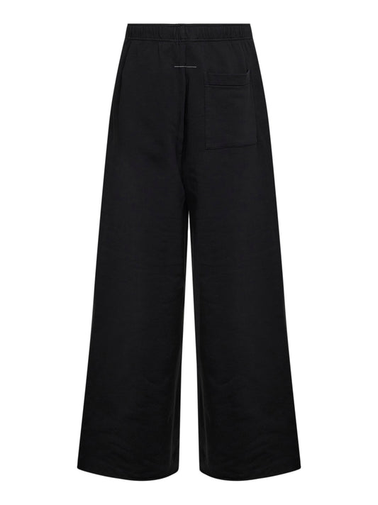 Pantaloni sportivi in cotone nero con etichette