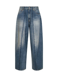 Blue denim wide leg jeans
