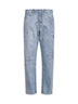 Light blue cotton denim straight jeans