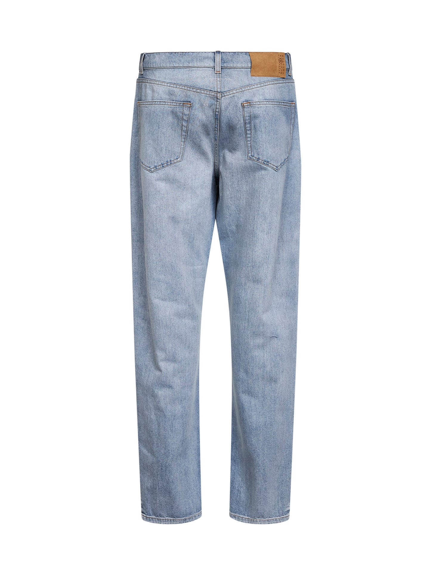 Light blue cotton denim straight jeans