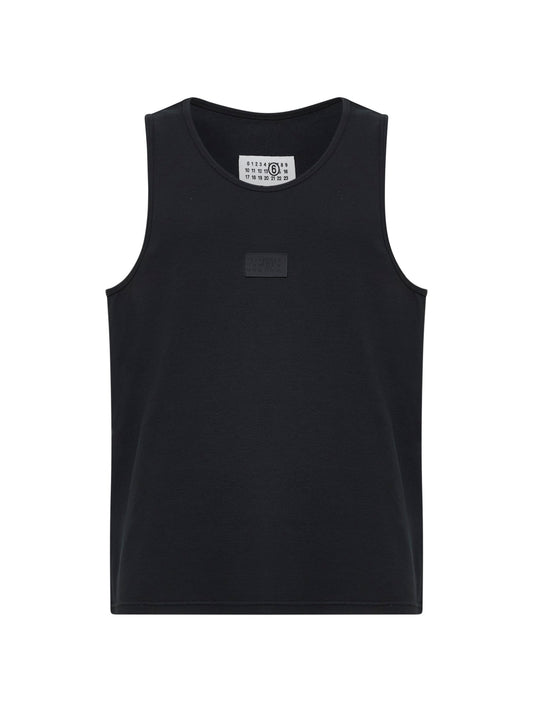 Black ribbed jersey tank top