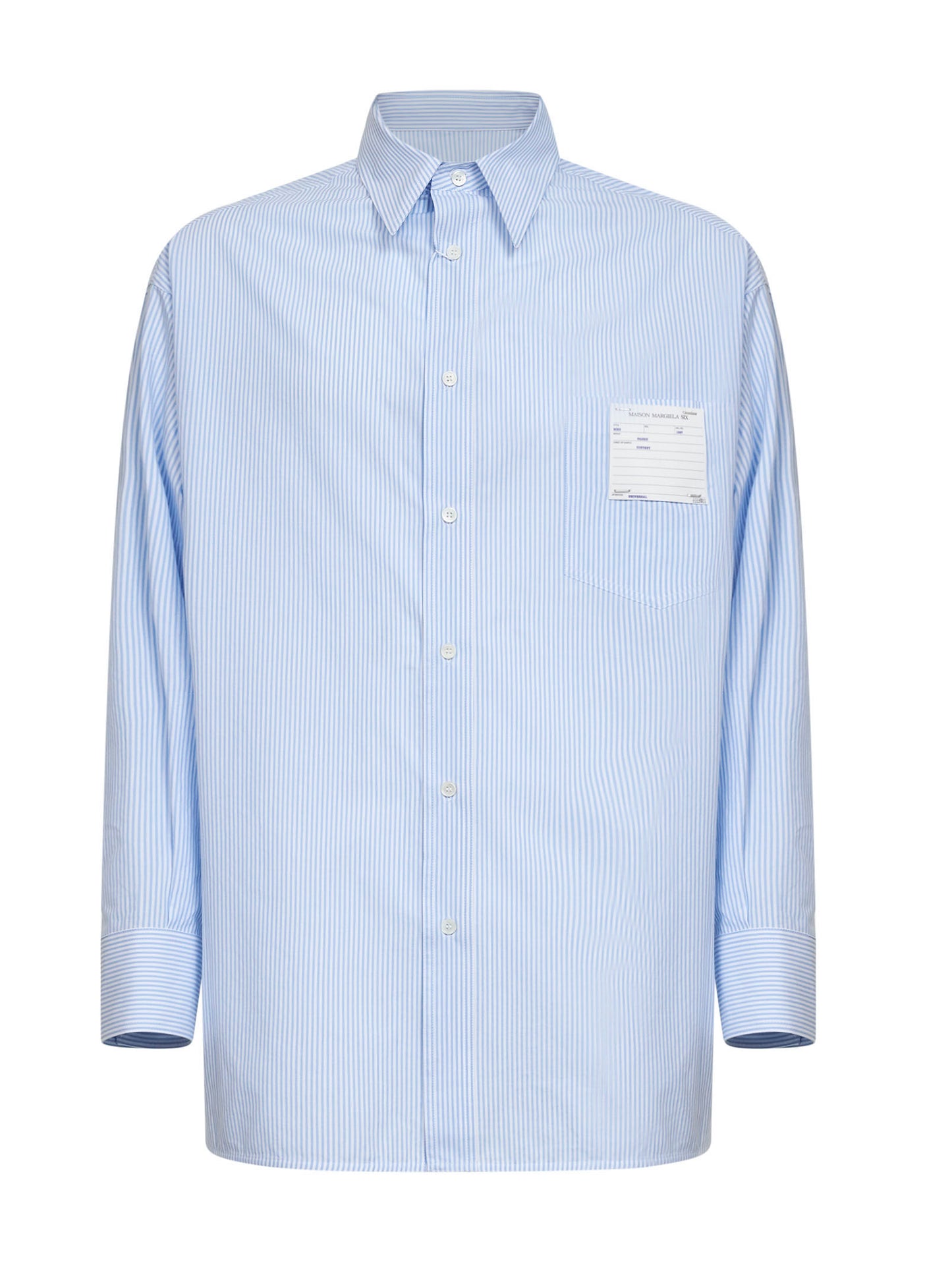 Camicia in popeline a righe azzurro e bianco