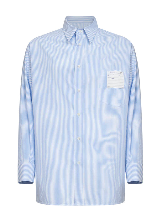 Camicia in popeline a righe azzurro e bianco