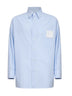 Camicia in popeline a righe azzurro e bianco