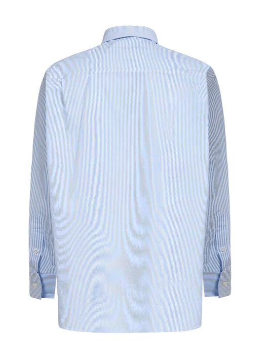 Camicia in popeline a righe azzurro e bianco