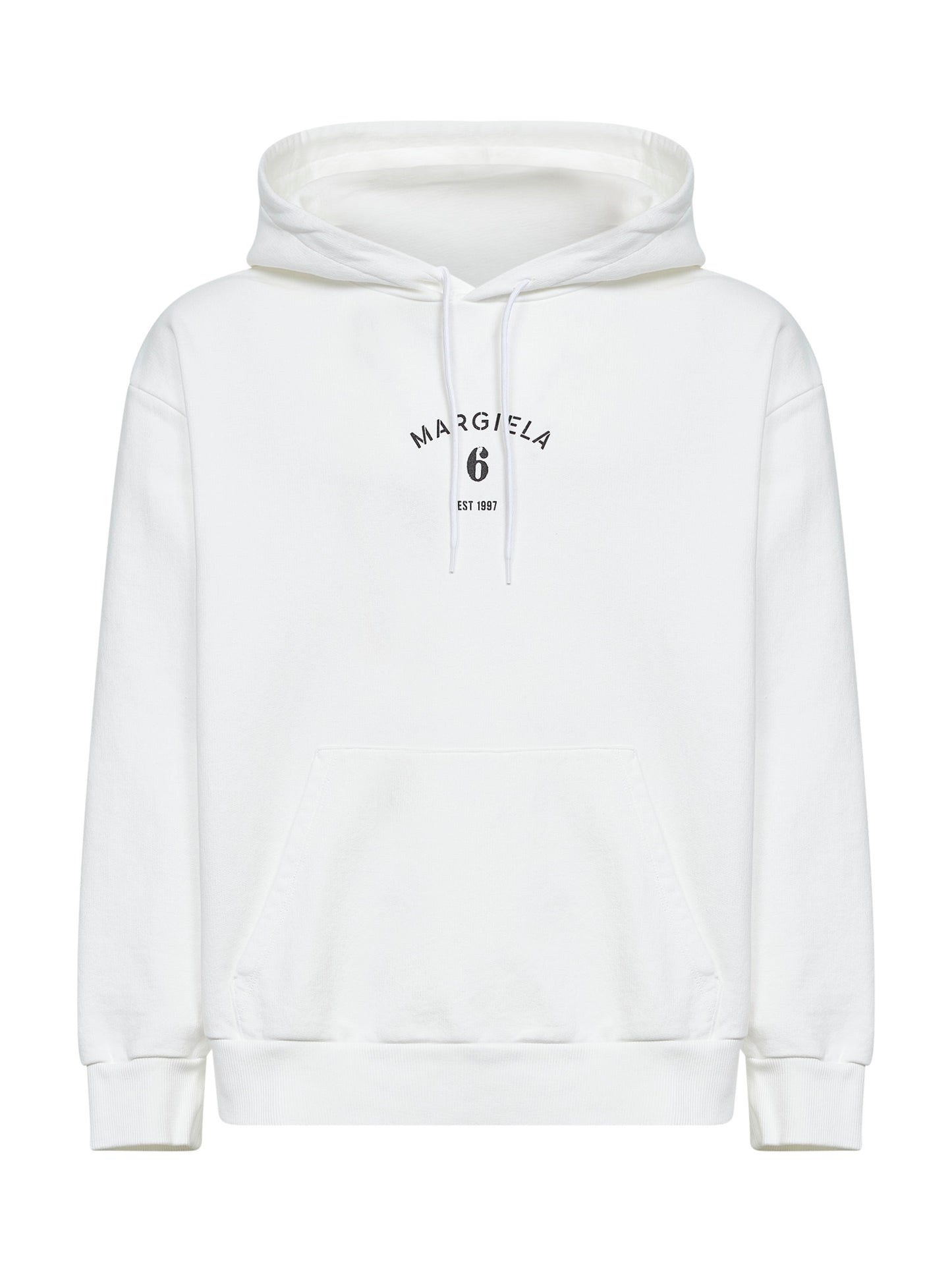 Felpa con cappuccio in jersey bianco con stampa MM6