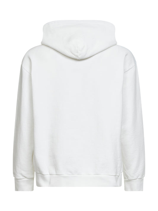 Felpa con cappuccio in jersey bianco con stampa MM6