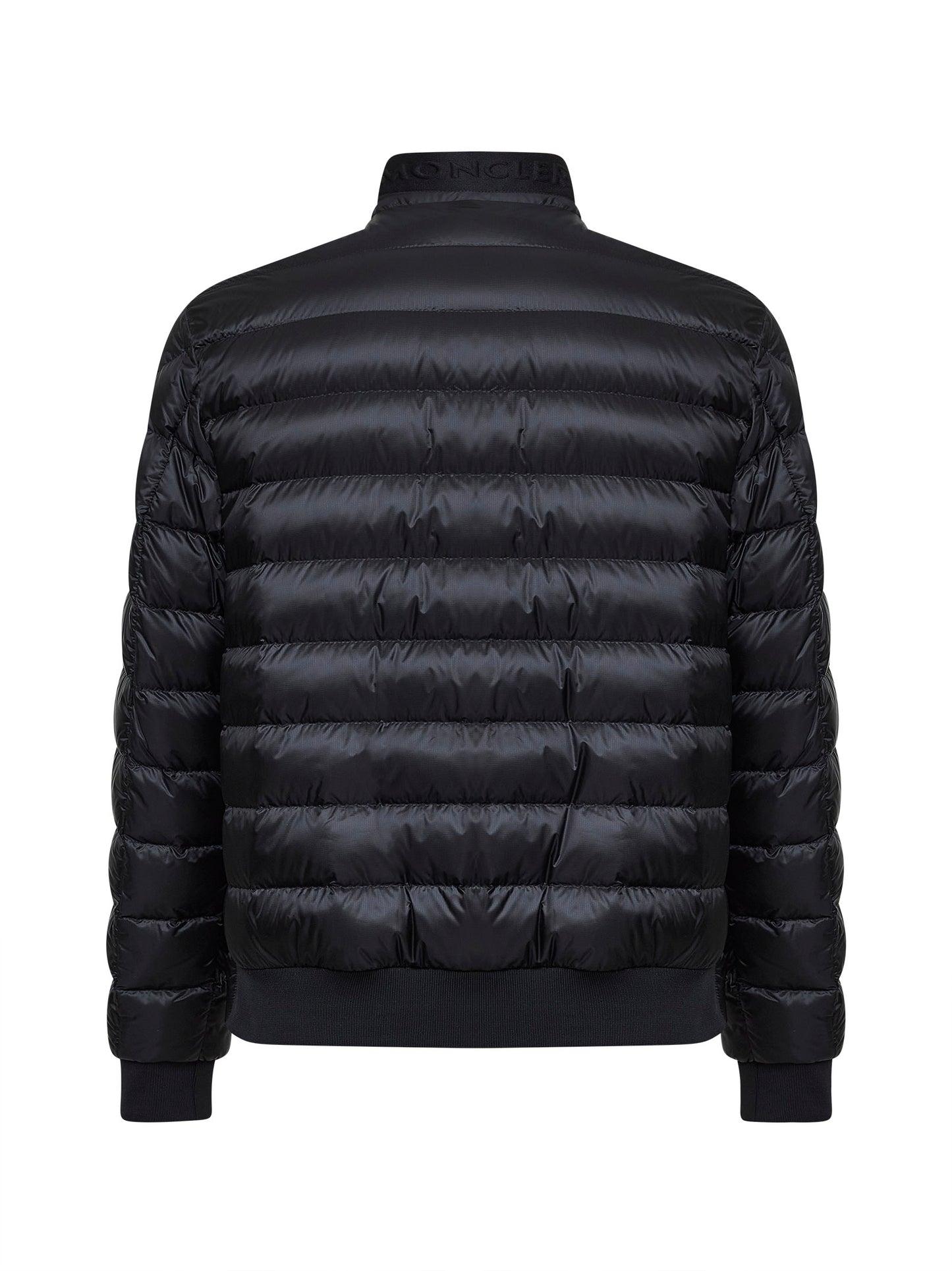 Black Rigel biker-style short down jacket