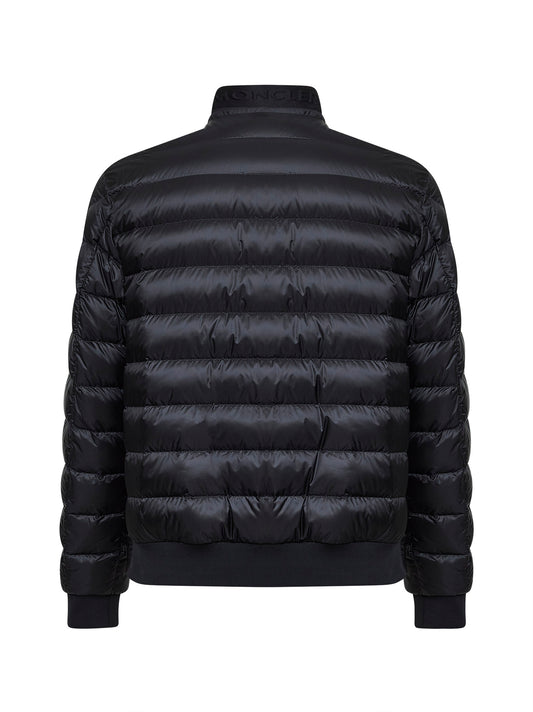 Black Rigel biker-style short down jacket