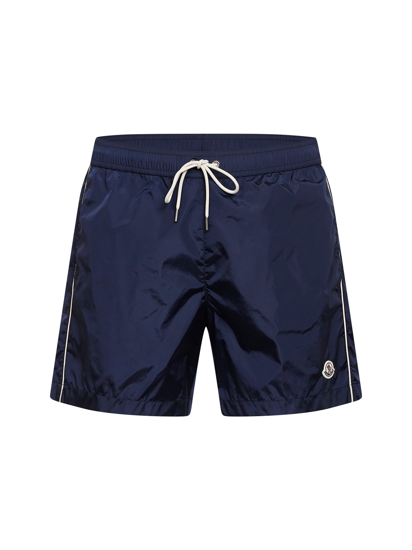 Shorts da mare in nylon blu navy con patch logato