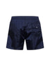 Shorts da mare in nylon blu navy con patch logato