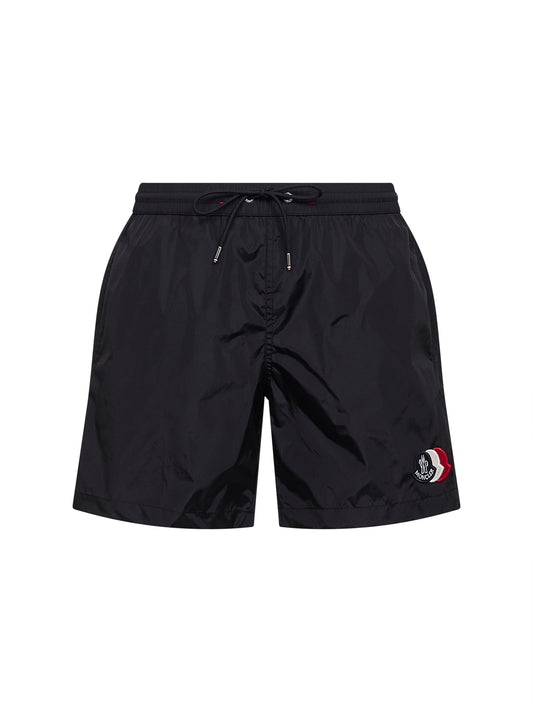 Black logo patch swim shorts