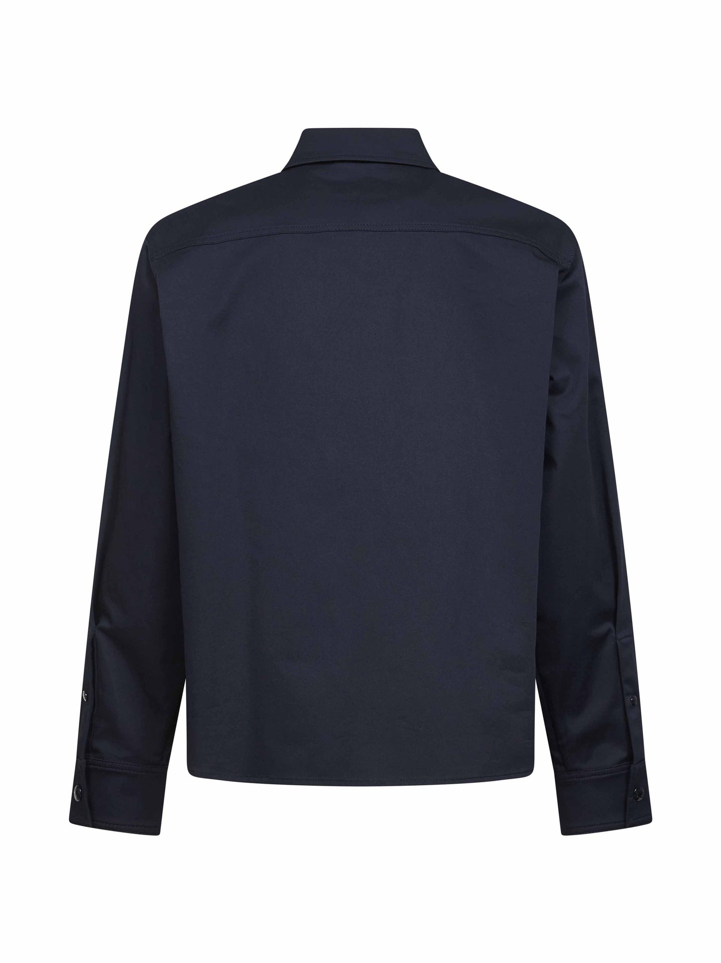 Giacca camicia in gabardina di cotone stretch blu