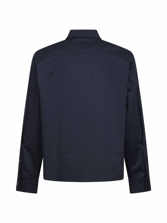 Giacca camicia in gabardina di cotone stretch blu