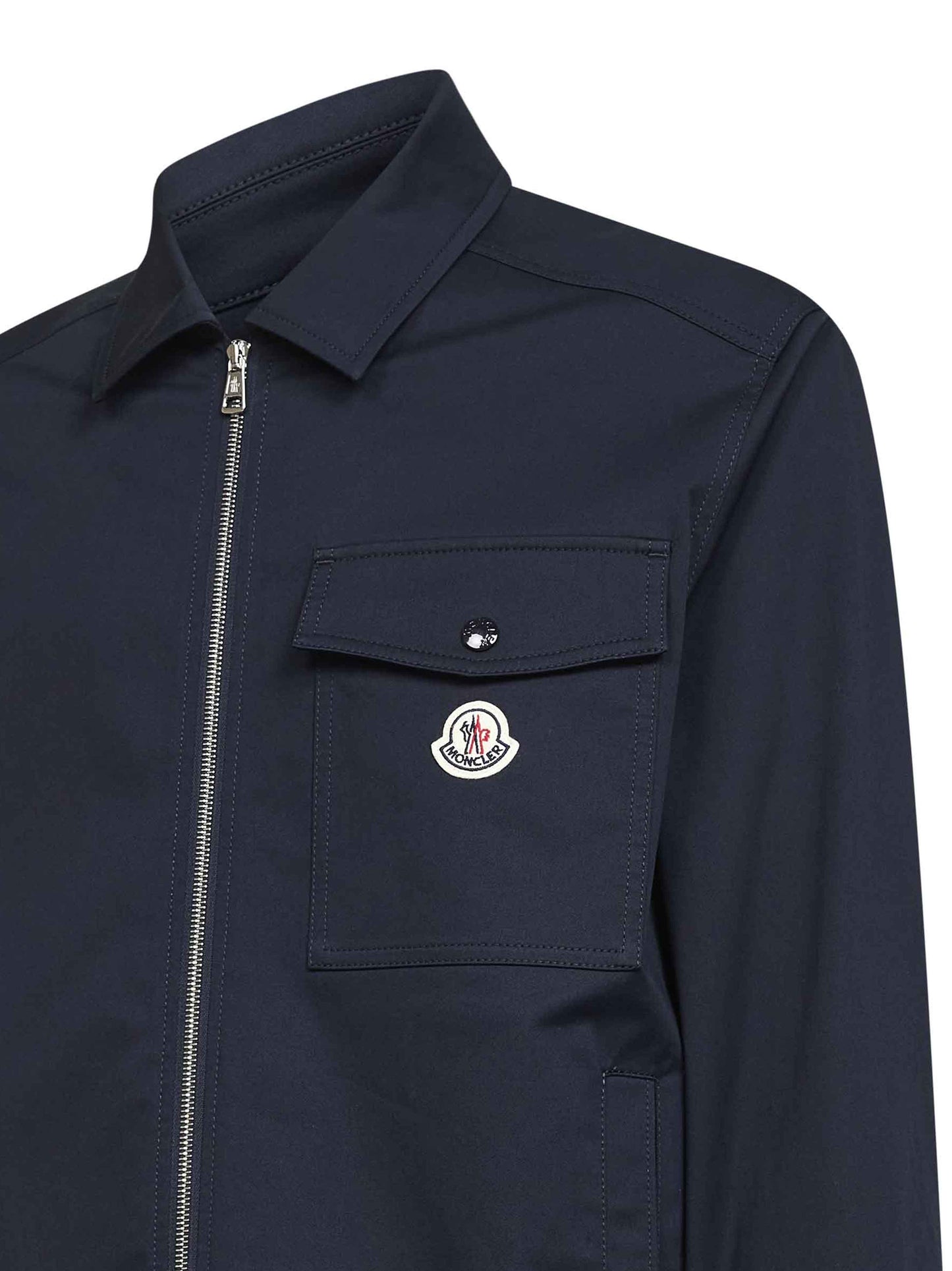 Giacca camicia in gabardina di cotone stretch blu