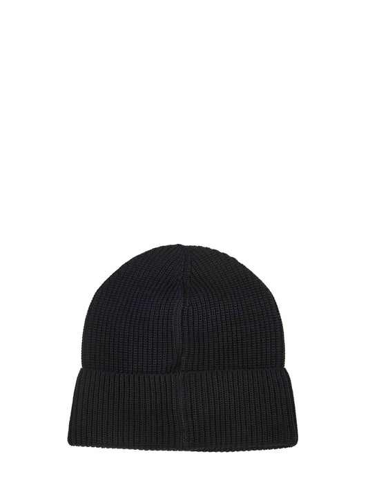 Berretto con logo in maglia di cotone nero