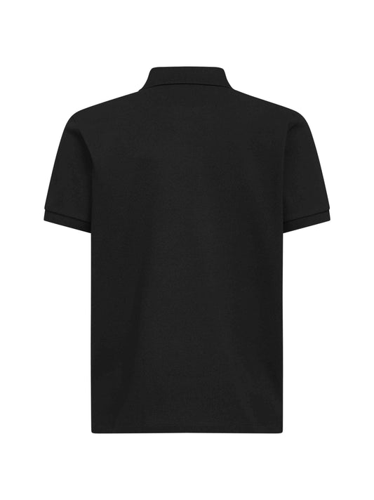 Polo in piquet di cotone nero con logo