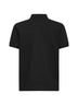 Polo in piquet di cotone nero con logo