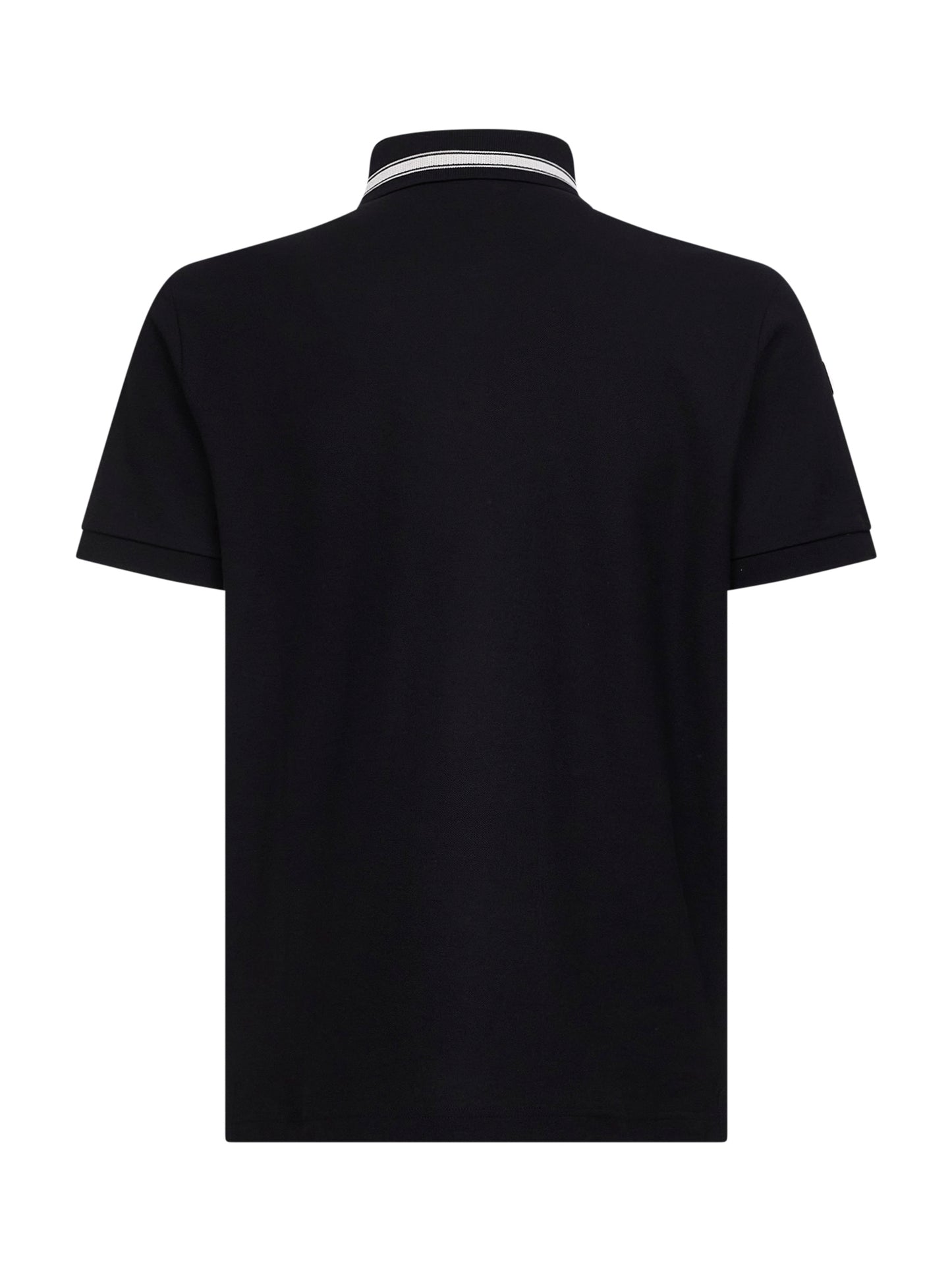 Polo in piquet di cotone nero con dettaglio logo