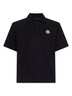 Black cotton pique logo polo shirt