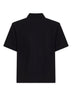 Black cotton pique logo polo shirt