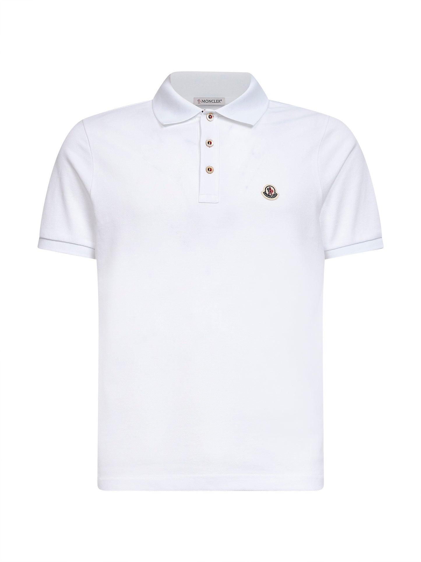 Polo in piquet di cotone bianco con patch logato