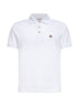 Polo in piquet di cotone bianco con patch logato