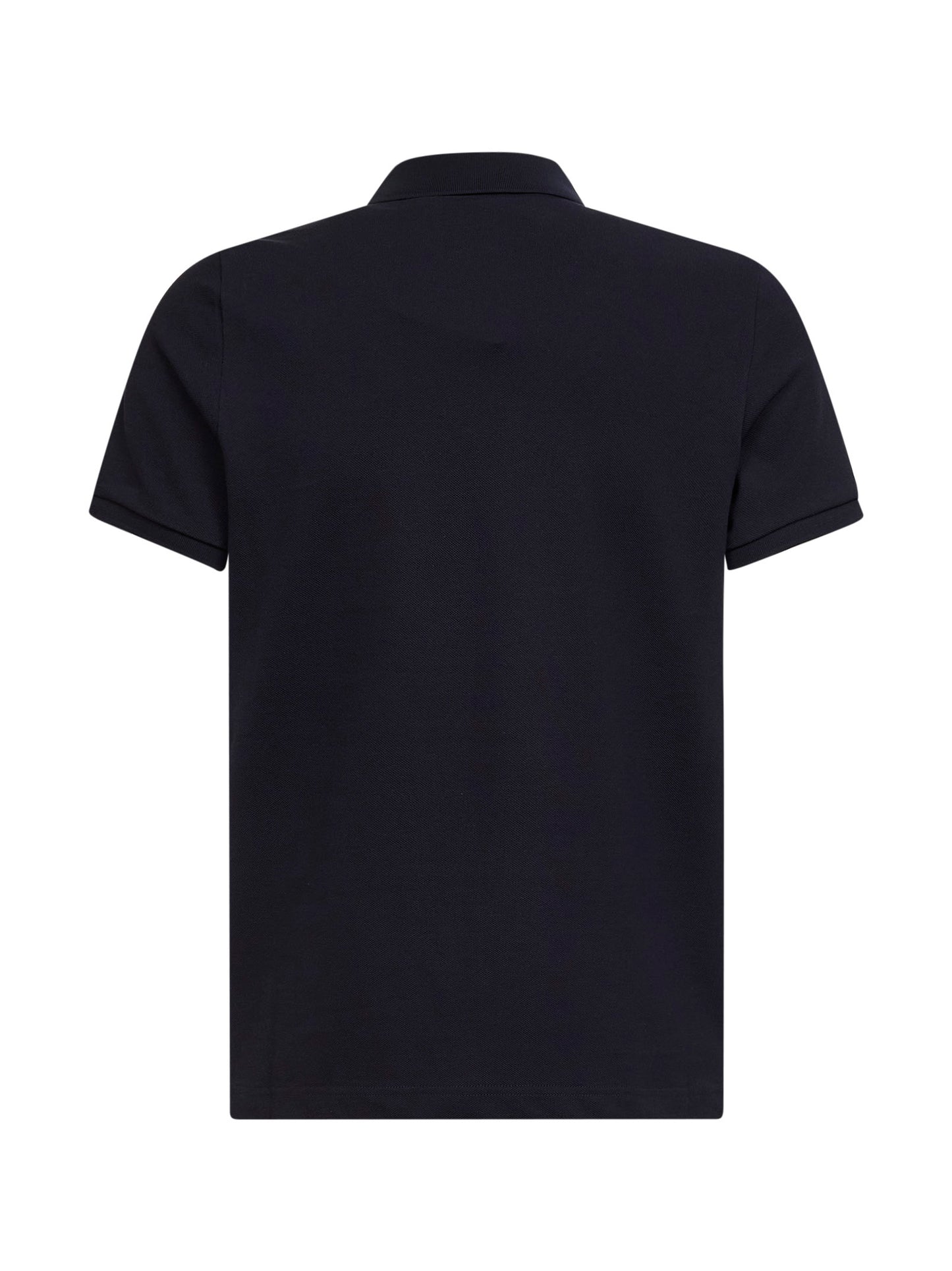 Polo in piquet di cotone blu con patch logato