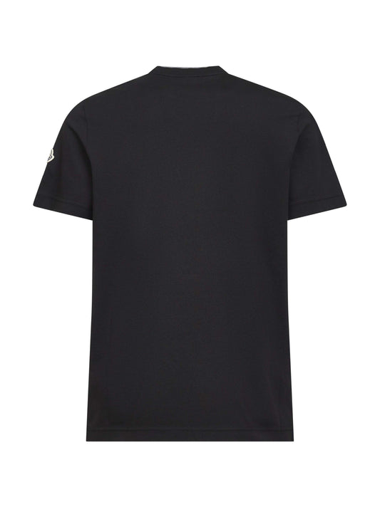 T-shirt in cotone nero con logo ricamato
