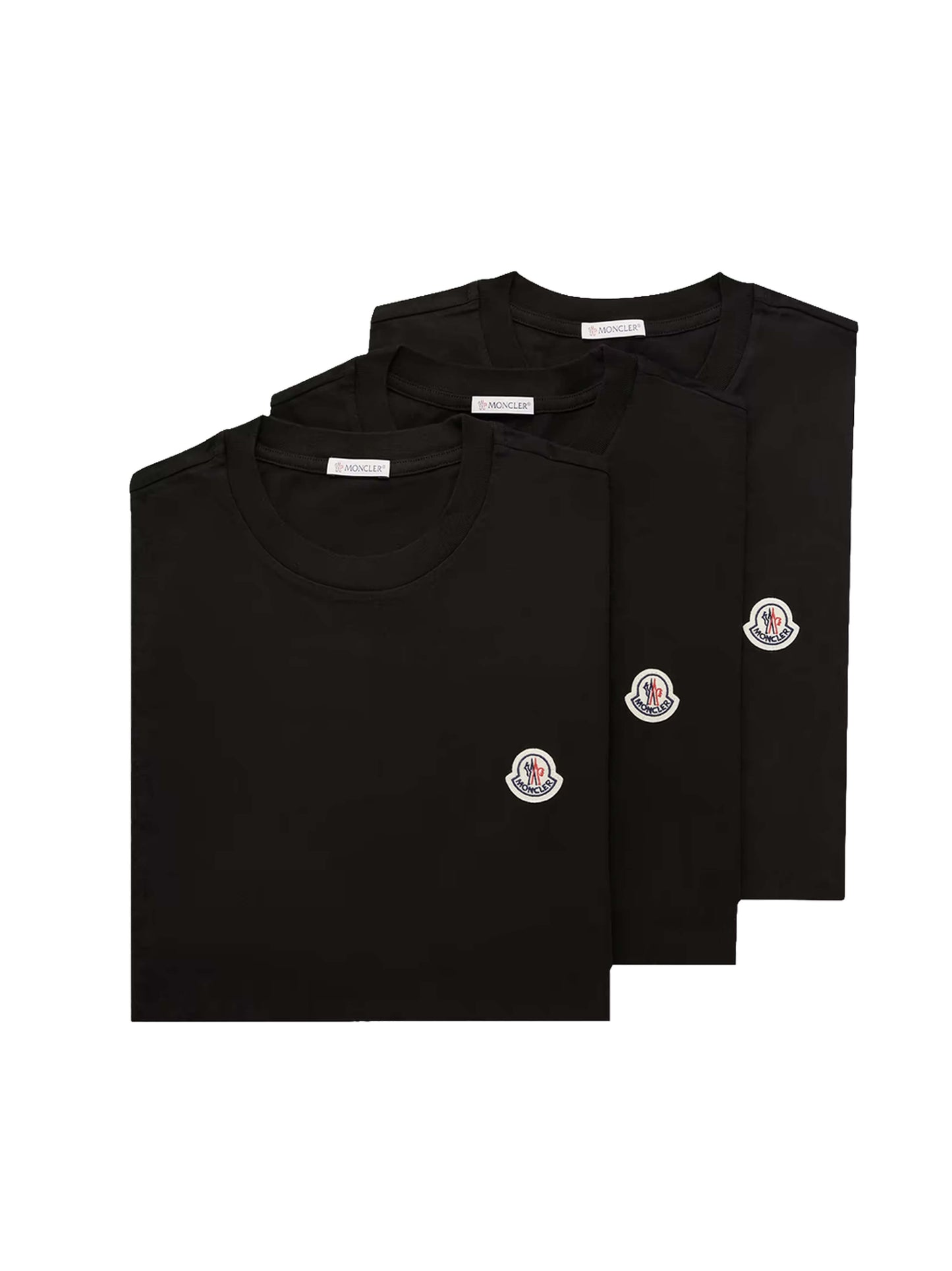 Set da tre T-shirt in cotone nero con patch logato