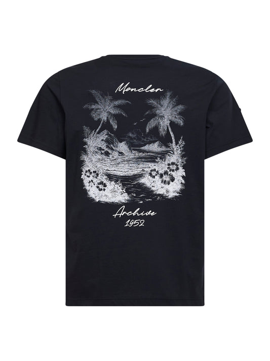 Blue cotton jersey printed T-shirt