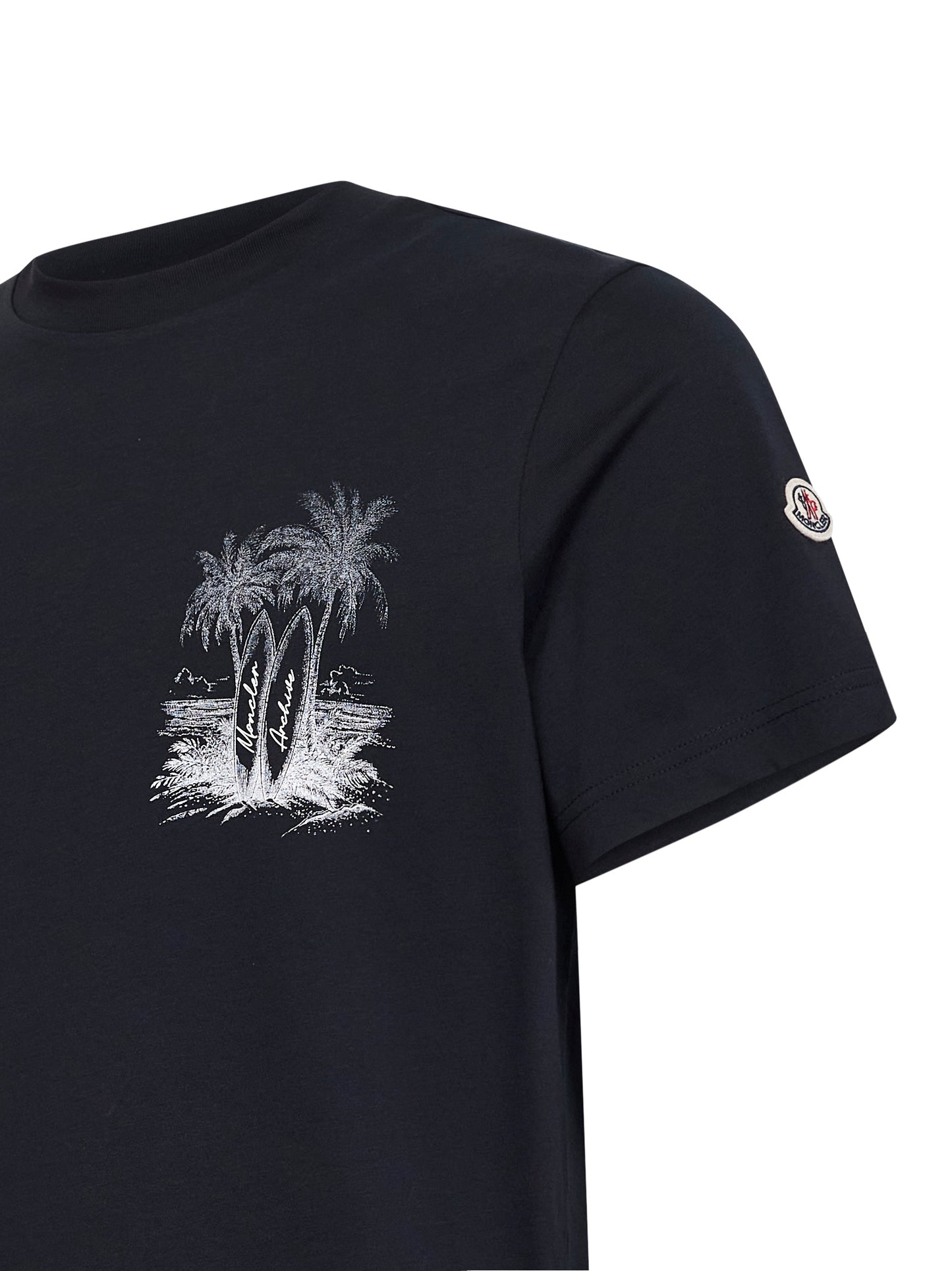 Blue cotton jersey printed T-shirt