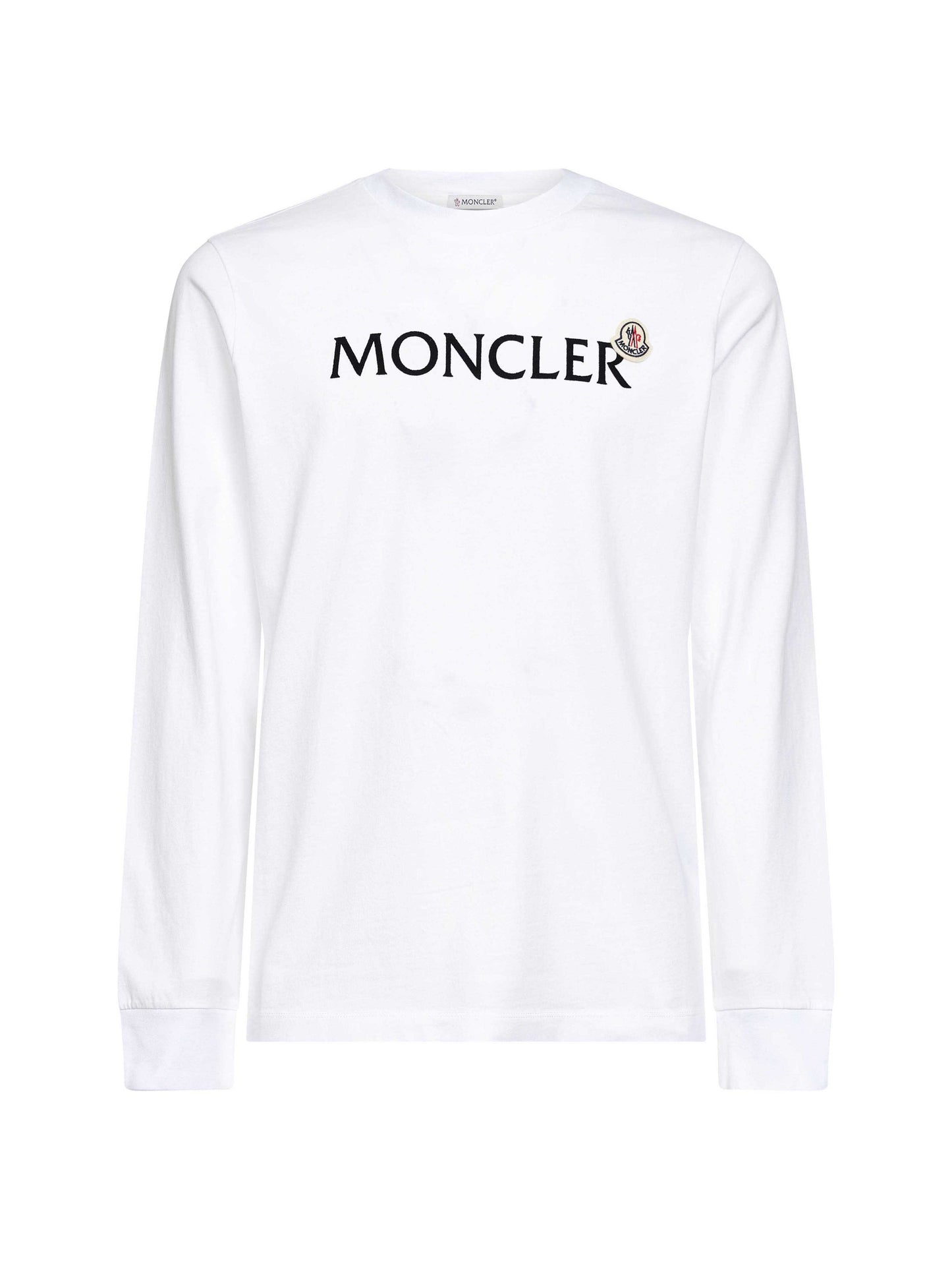 T-shirt a maniche lunghe logata in cotone bianco