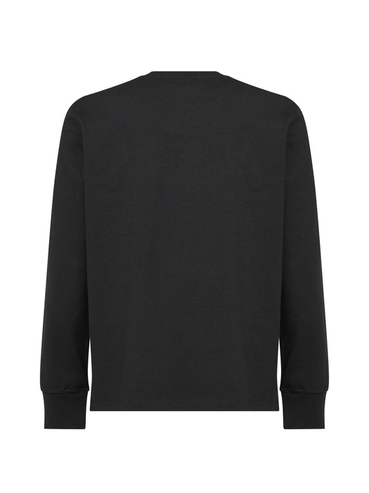 T-shirt a maniche lunghe logata in cotone nero